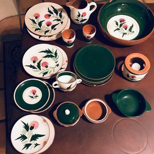 Vintage Stangl Thistle Dinnerware- pink green white floral (19 pieces avail.)
